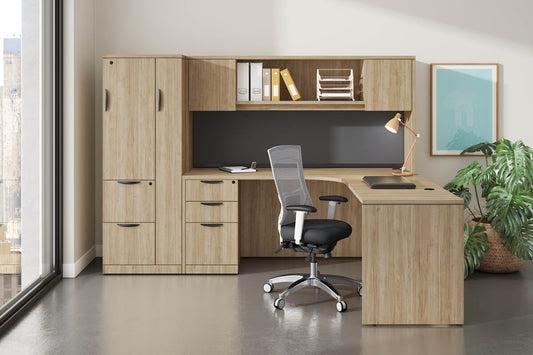 S3 Corner Office Desk Vertical Grain